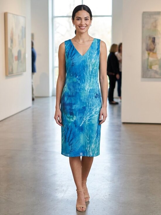 Dana Buchman Dresses & Skirts - Linen Sheath V-Neck Dress, Midi